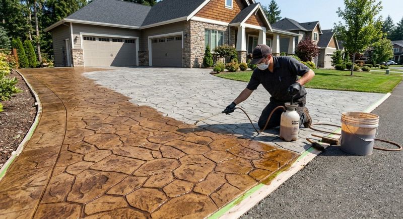 Driveway Concrete Staining in Frisco, TX